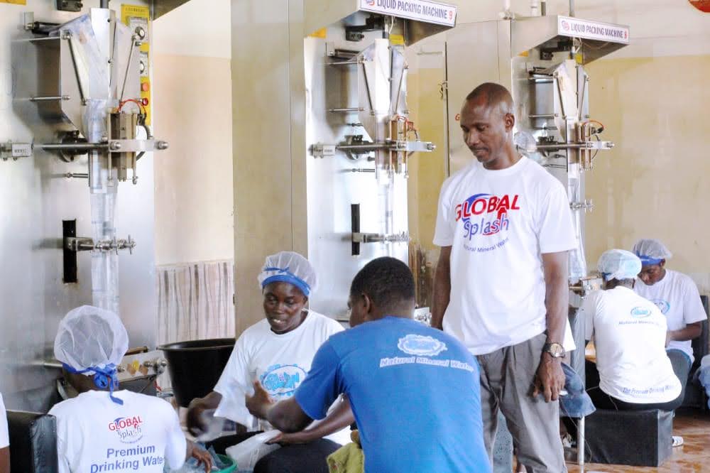 Production facility with liquid packing machines